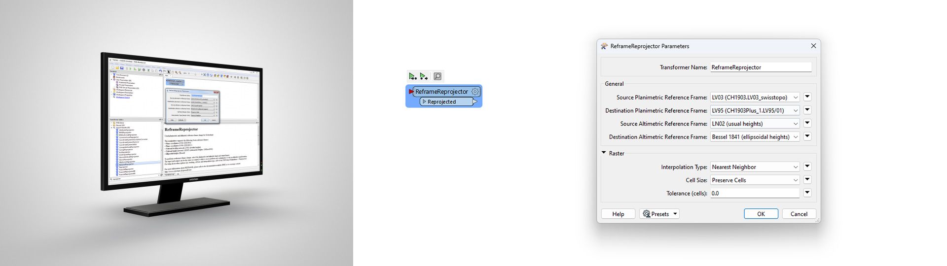 Outils et applications pour SIG (FME): Plug-ins FME et jeux de données pour la reprojection en temps réel