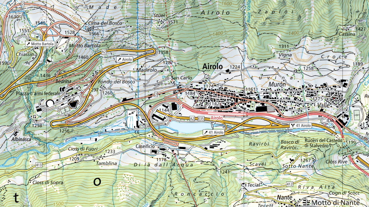 Extrait de la carte nationale montre les itinéraires de circulation pour les motos et les voitures