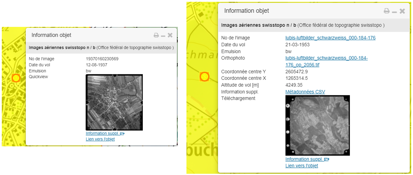 Comparaison des informations objets entre les images aériennes qui ne sont pas encore en libre accès et celles qui sont déjà disponibles pour le téléchargement