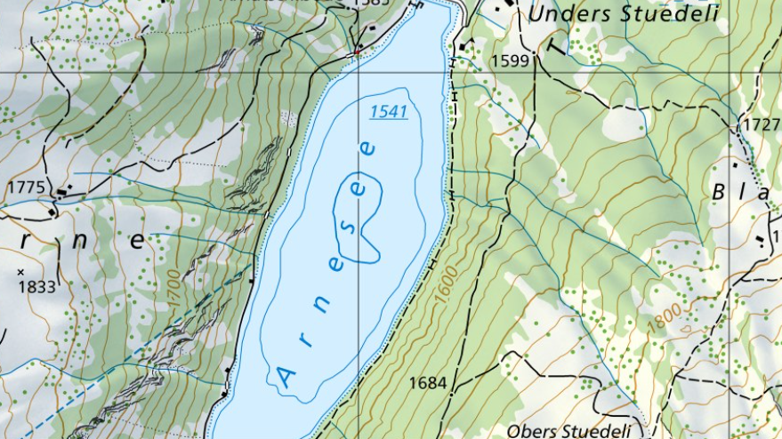 Carte du lac d'Arnon, région de Saanen