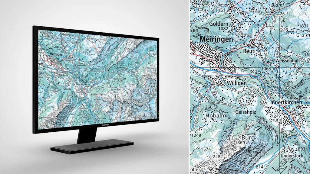Swiss Map Raster Hiver 100: Swiss Map Raster Hiver 100 est l’édition d’hiver de la carte nationale numérique au 1:100 000 au format raster.