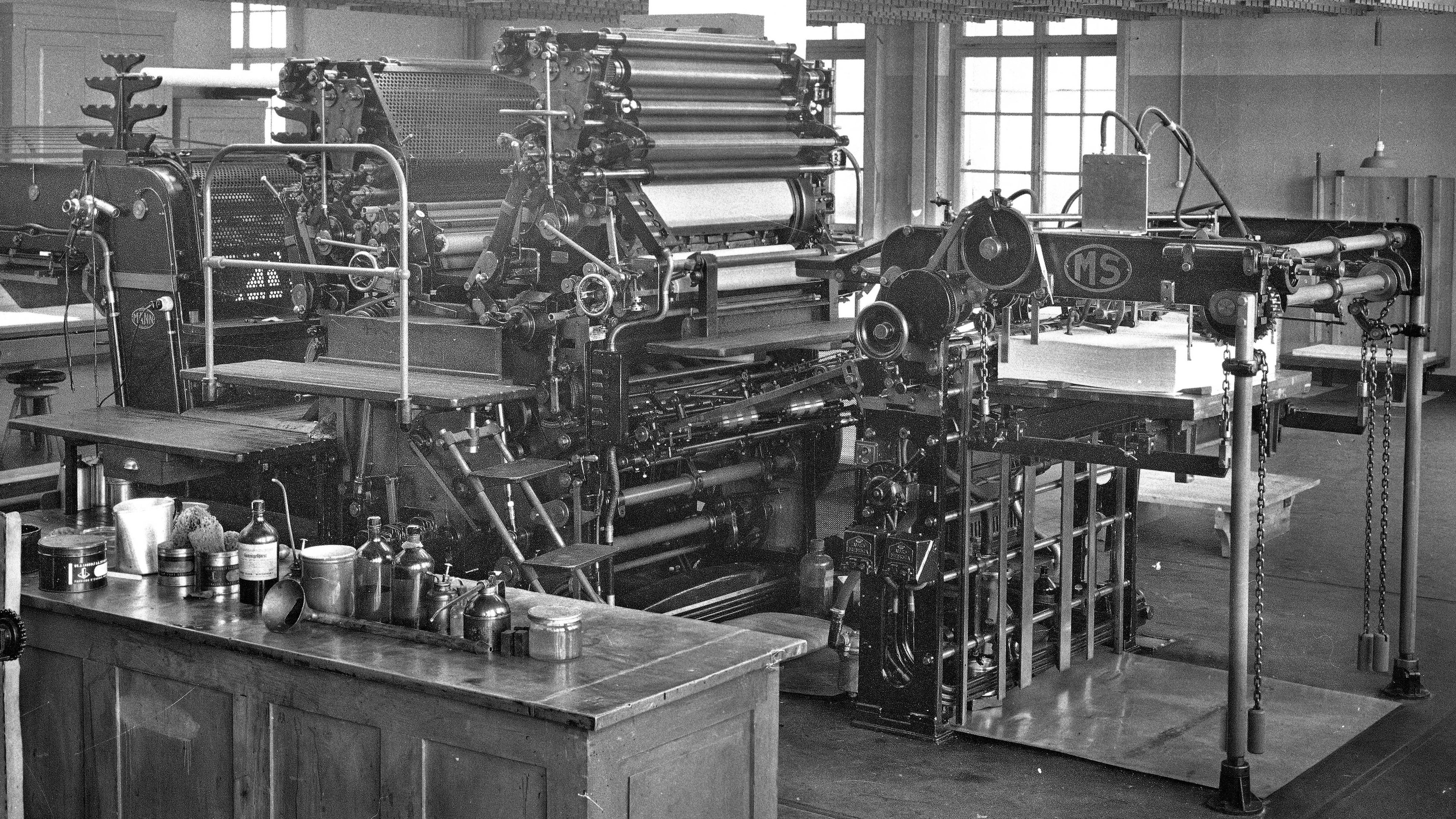 Presse offset du Service topographique en 1940.