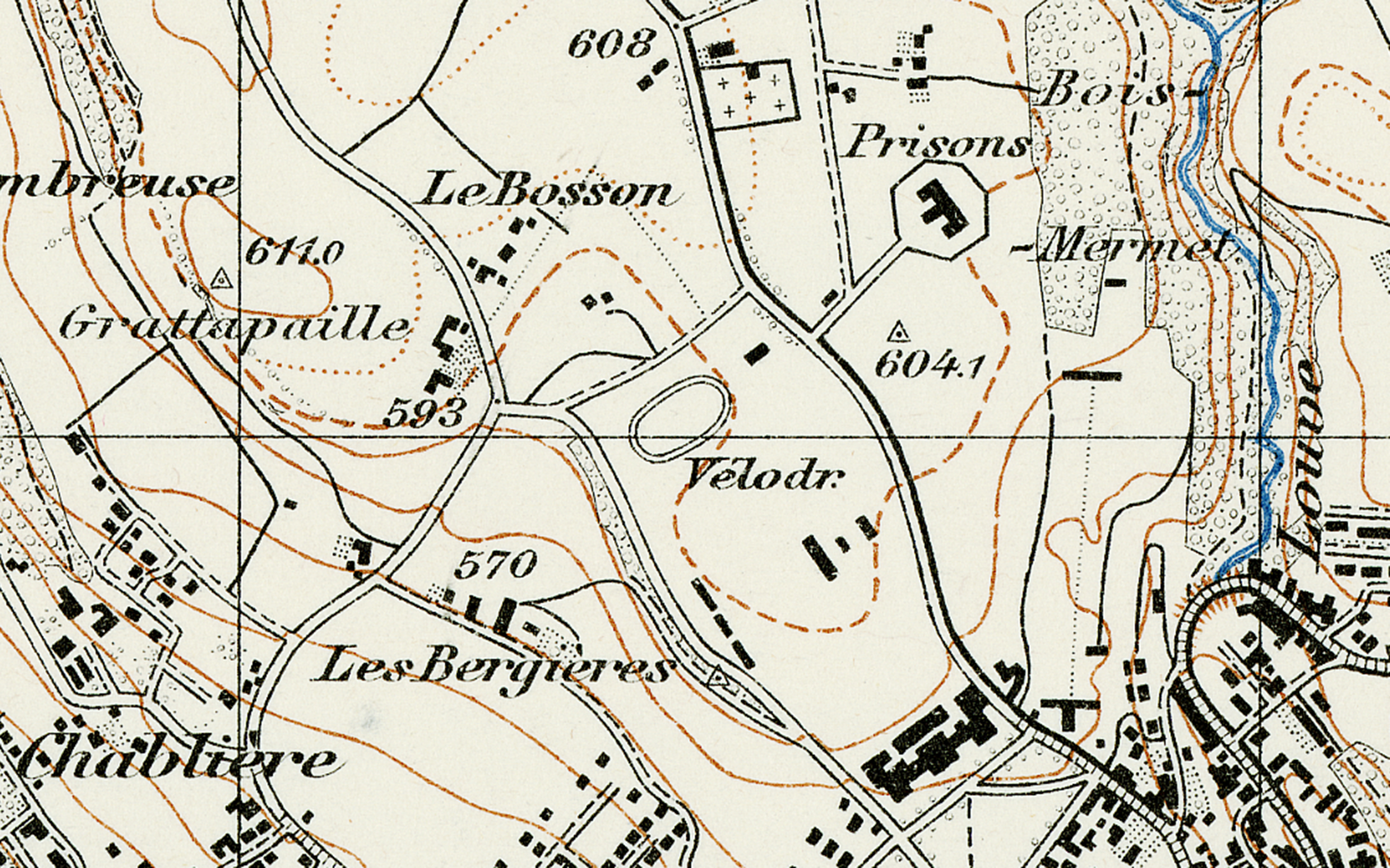 Extrait de la carte Siegfried avec le vélodrome près de Lausanne.