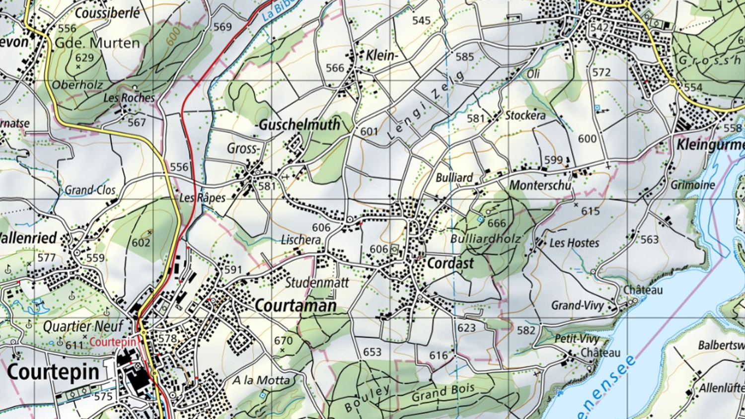 Extrait de la carte nationale montre les rues