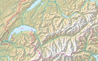Extrait de la carte relief de la Suisse
