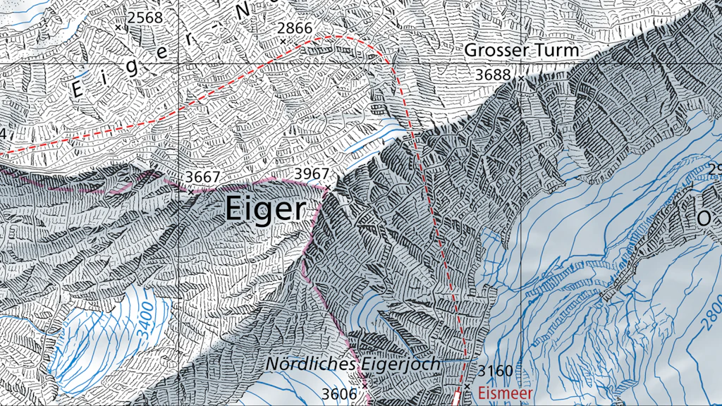 L'Eiger sur la carte nationale de 2024
