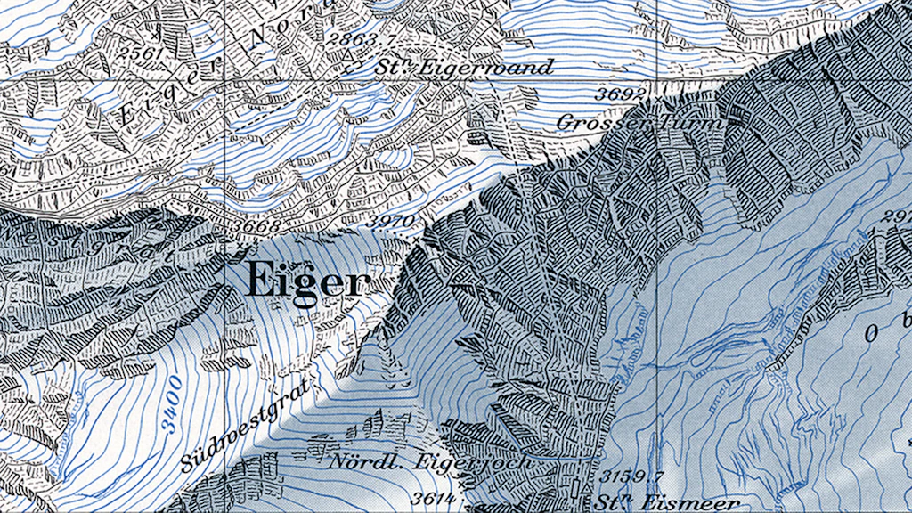 L'Eiger sur la carte nationale de 1973