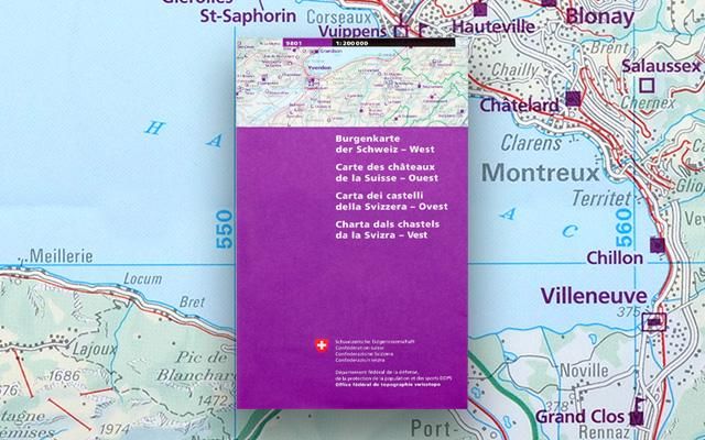Carte des châteaux de la Suisse au 1:200 000