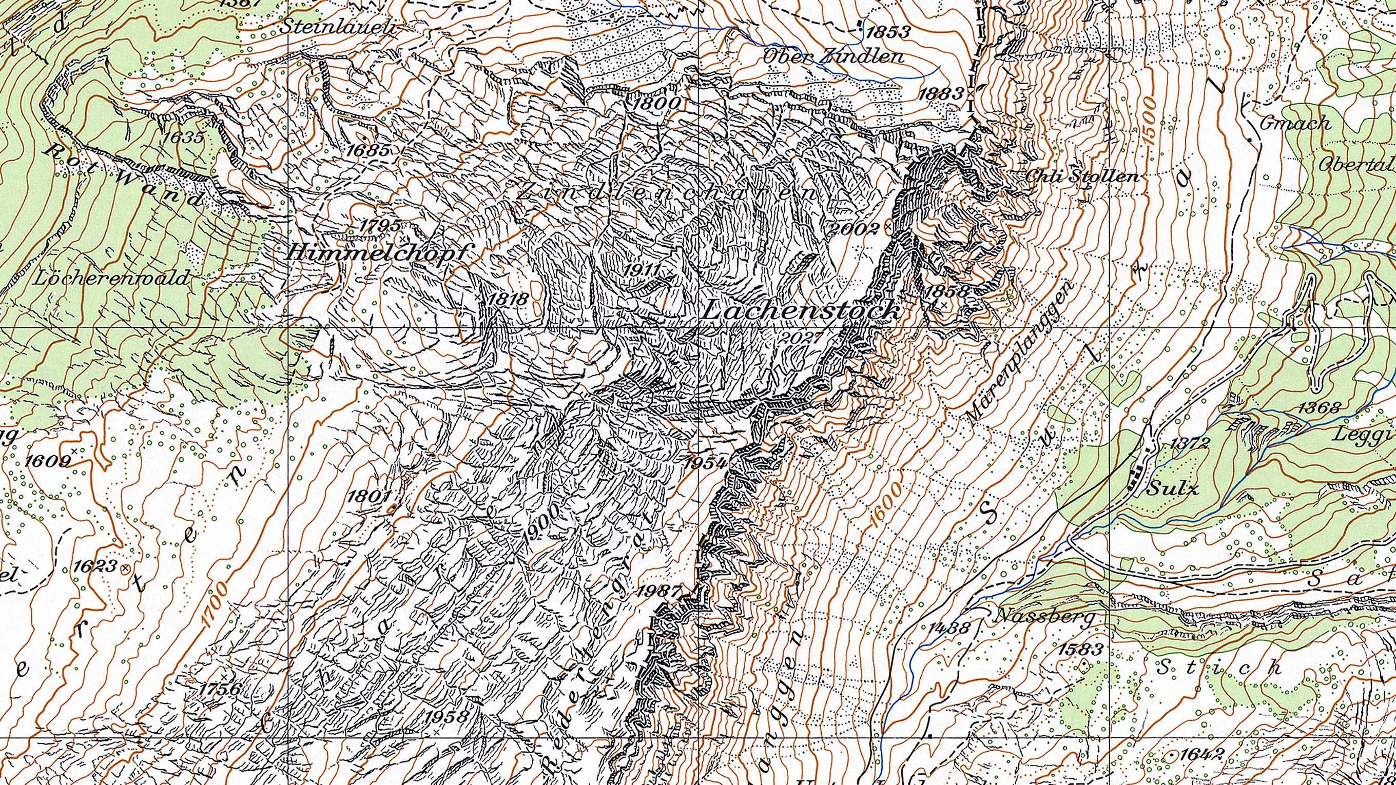 Champ de lapiaz dans la carte nationale
