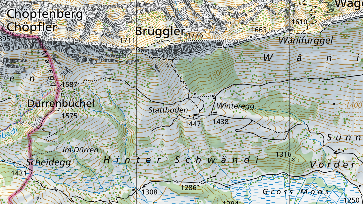Noms locaux sur la carte nationale 1:25'000 