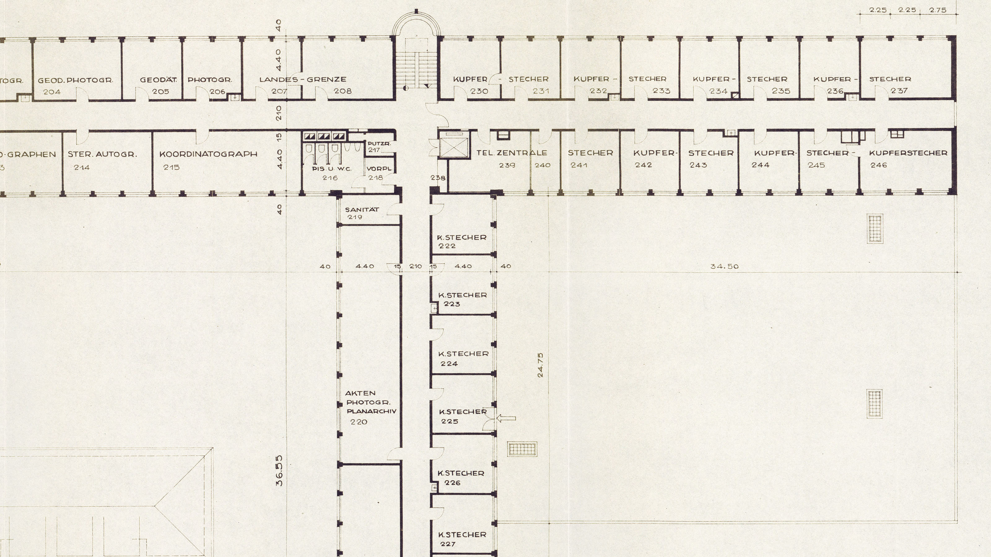 Plan du siège principal de swisstopo à Wabern datant de 1941.