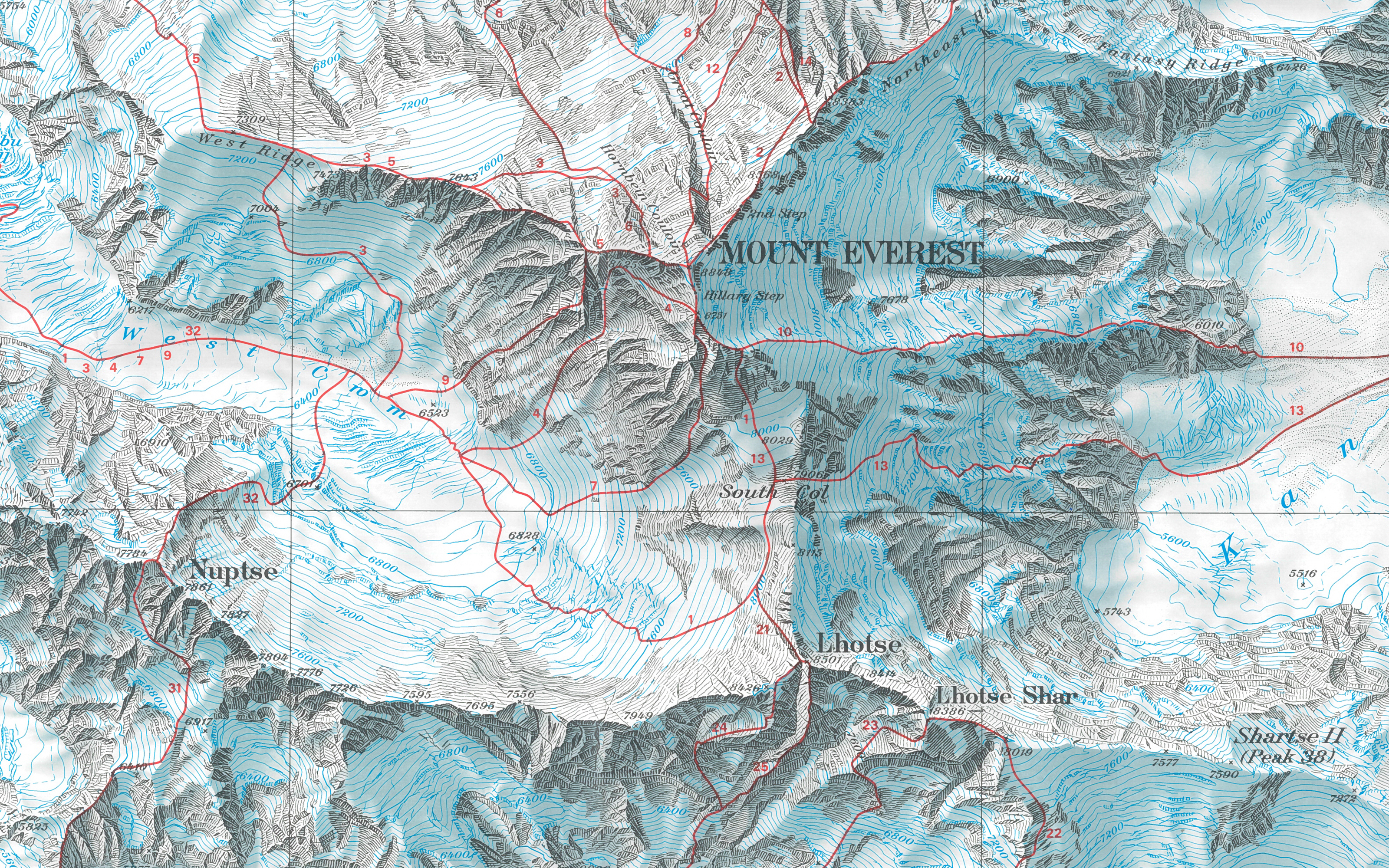 Extrait de la carte Mount Everest