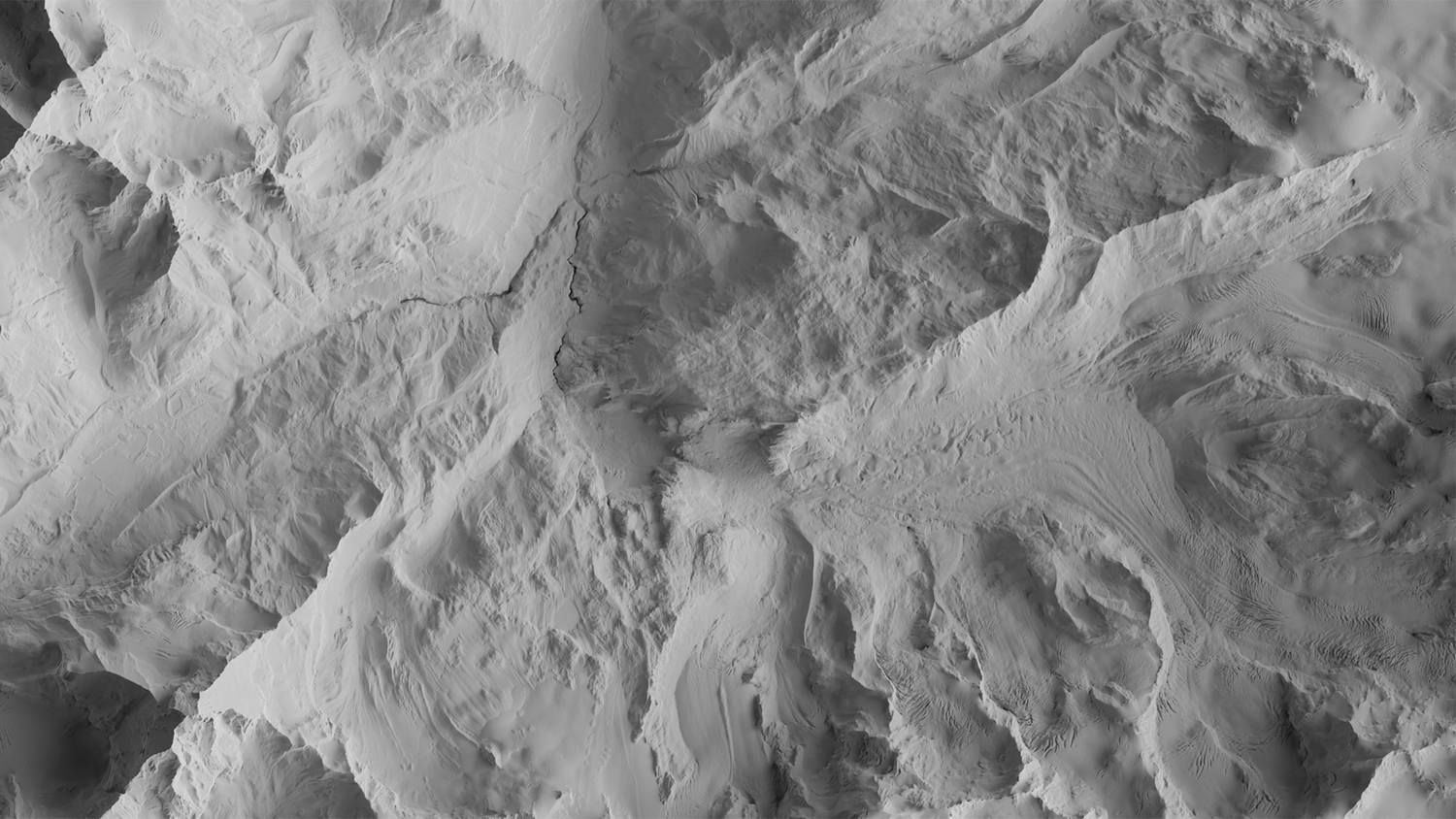 Cervin, glaciers Grenzgletscher et Gorner en ombrage du relief