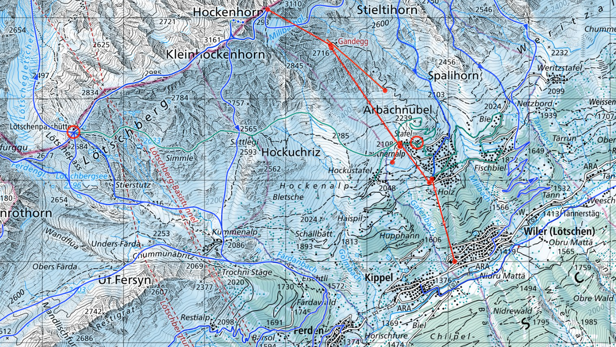Extrait de carte sur la thématique des sports de neige