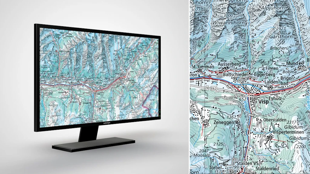 Swiss Map Raster Hiver 200: Swiss Map Raster Hiver 200 est l’édition d’hiver de la carte nationale numérique au 1:200 000 au format raster.
