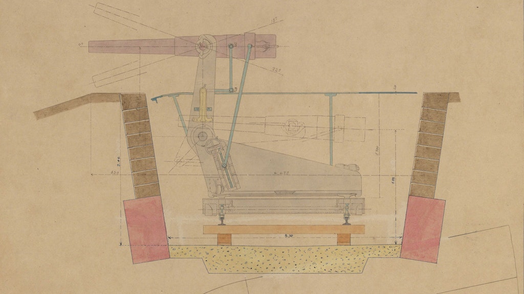 Dessin d’un canon de forteresse suisse de 12 cm de 1893