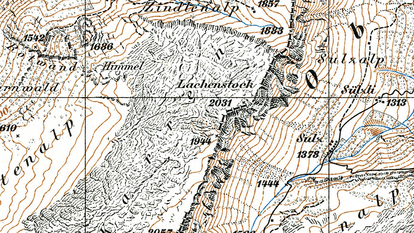 Champ de lapiaz dans la carte Siegfried