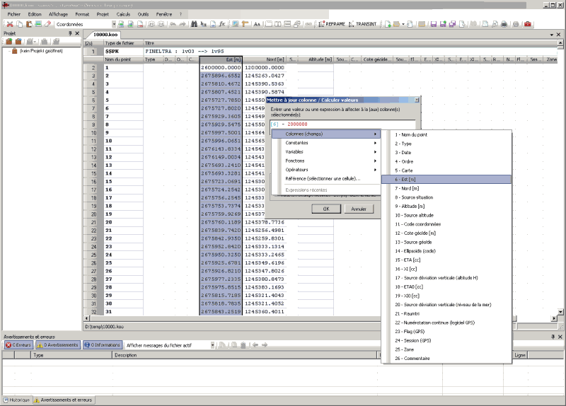 Edition d'un fichier: mise à jour/calcul de valeurs de colonne