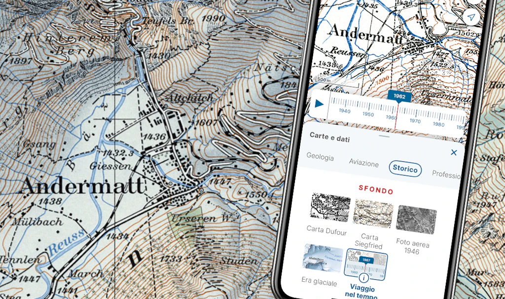Il viaggio nel tempo nell'app swisstopo