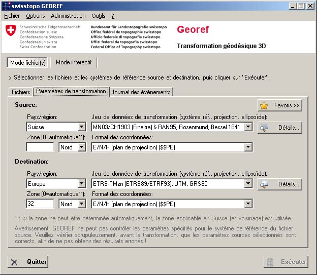 Parametri di trasformazione (modalità file)