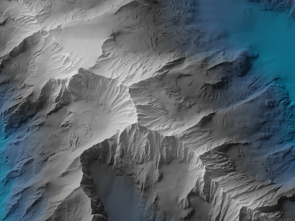 Ombreggiatura in rilievo dello Schreckhorn e del Lauteraarhorn
