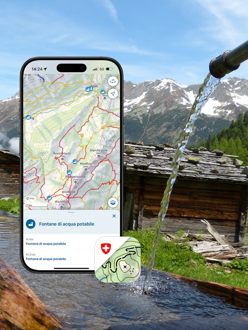 Screenshot ricerca app di una fontana