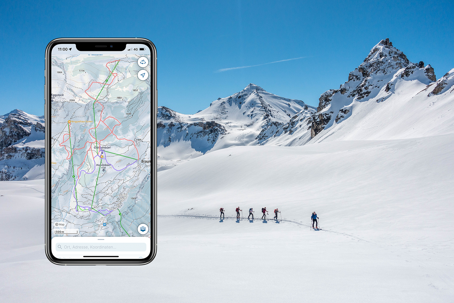 Gli sport sulla neve nell'app swisstopo
