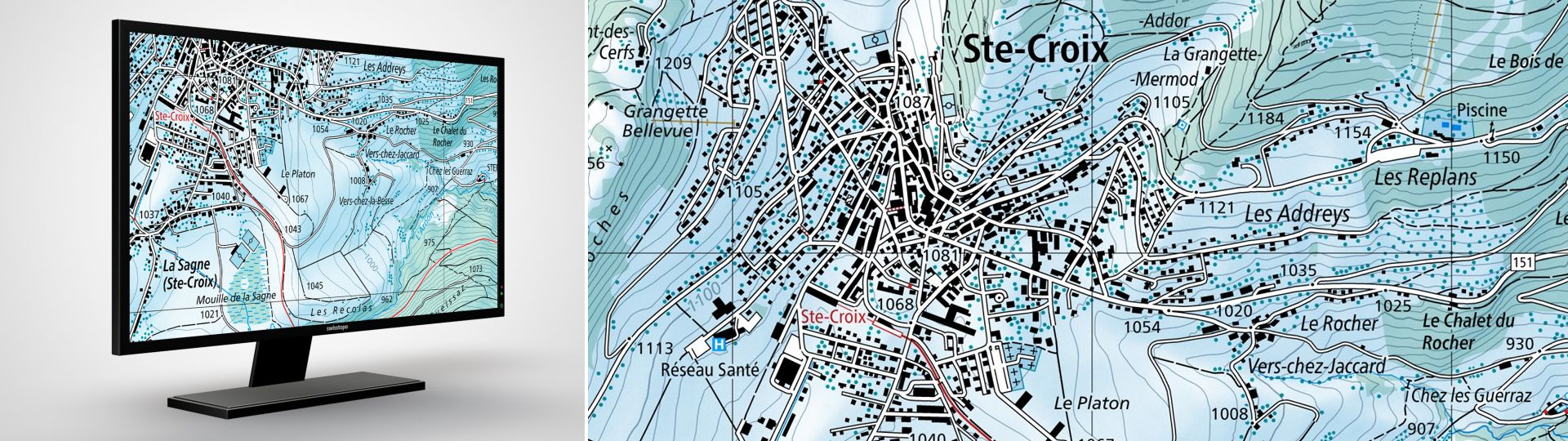 Swiss Map Raster Inverno 25: Swiss Map Raster Inverno 25 è la carta nazionale digitale 1:25 000 in rappresentazione invernale in formato raster.