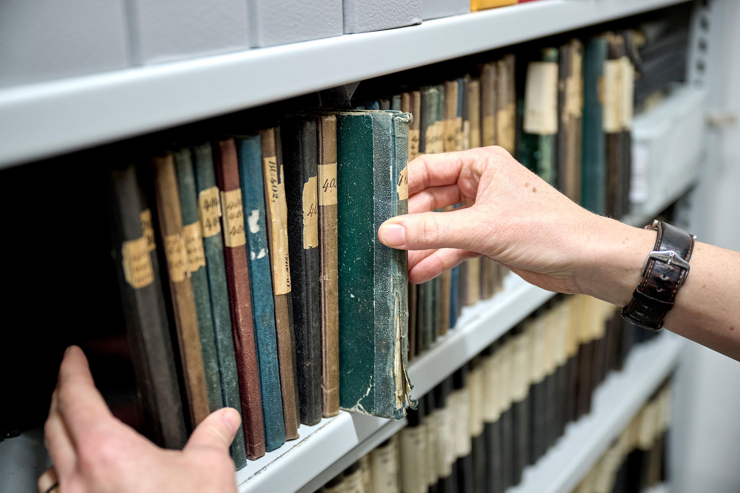 Registro da campo nella sala dell'archivio