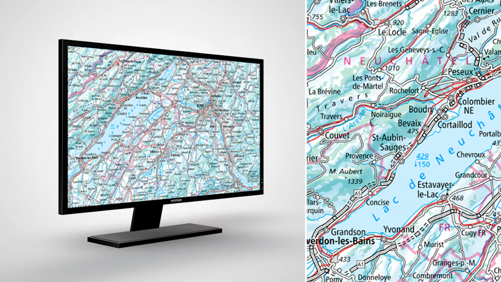 Swiss Map Raster Inverno 500: Swiss Map Raster Inverno 500 è la carta nazionale digitale 1:500 000 in rappresentazione invernale in formato raster.