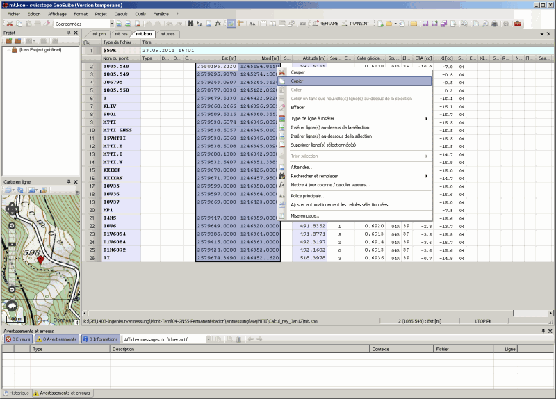 Edizione di un file di coordinate LTOP