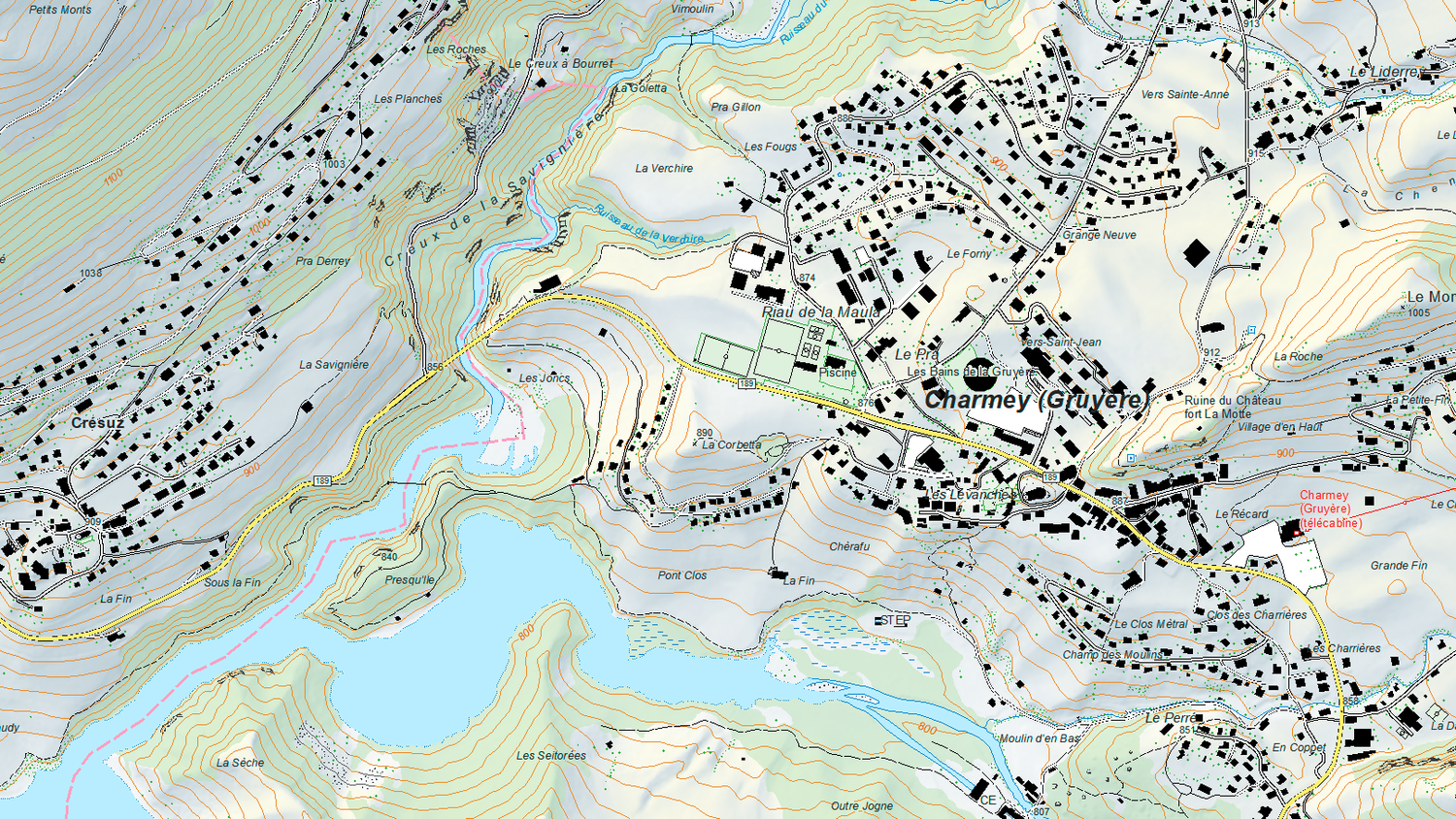 Sezione di Swiss Map Vector 10, Charmey