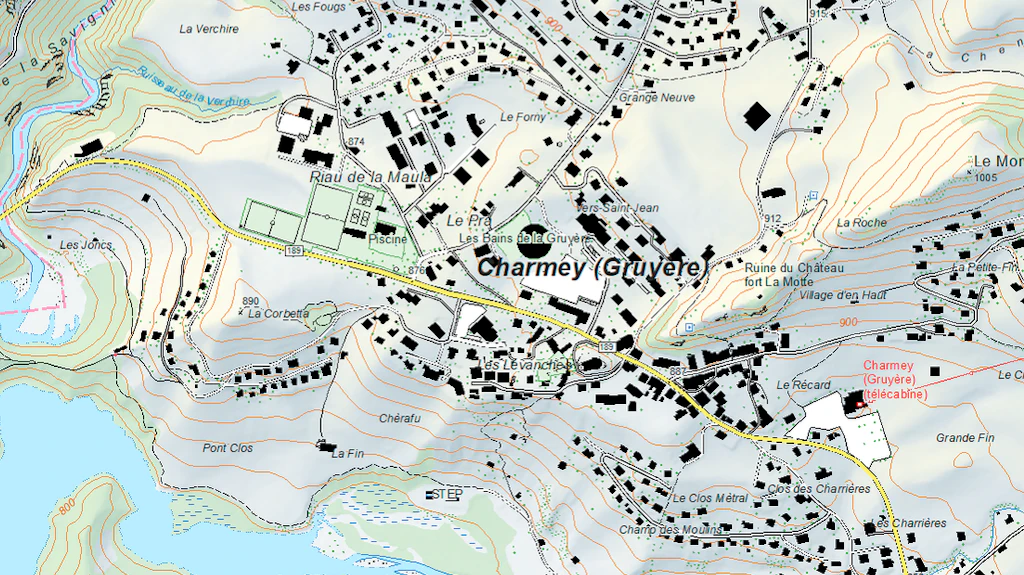 Sezione di Swiss Map Vector 10, Charmey