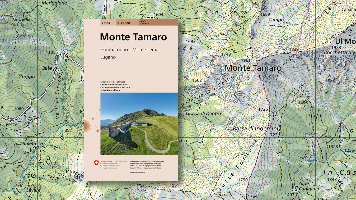 Titolo della carta con sezione cartografica sullo sfondo